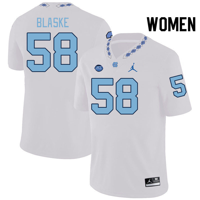 Women #58 Austin Blaske North Carolina Tar Heels College Football Jerseys Stitched-White